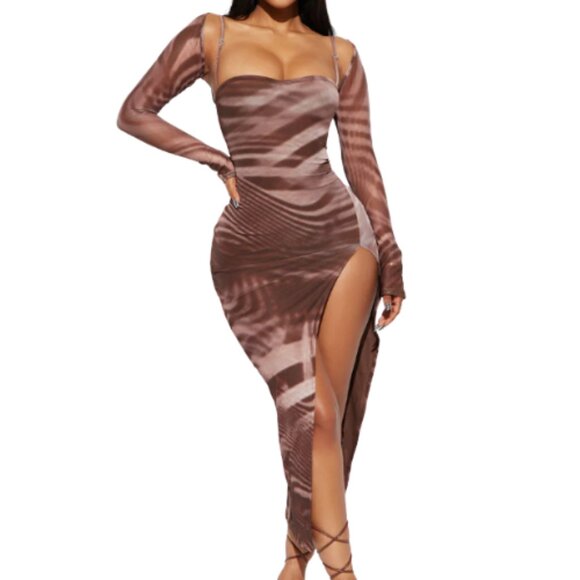 NWT Fashion Nova Claudia Msh Maxi Dress Set M - Picture 1 of 4